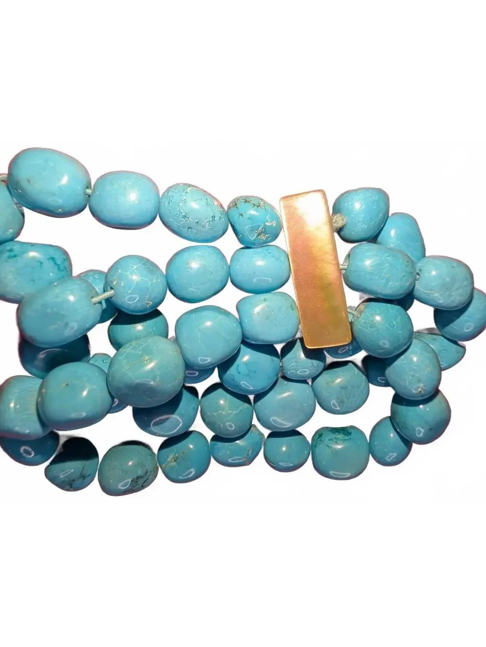 Chunky Turquoise Blue Beaded loose beaded bracelet with Rectangular Clasp